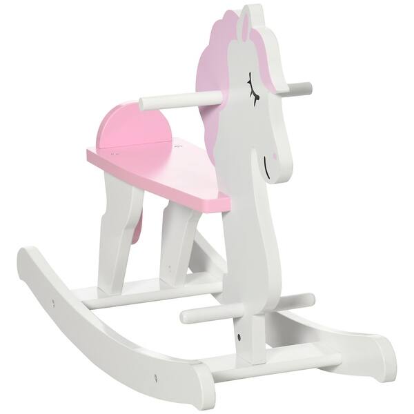 slide 2 of 5, Toddler Rocking Horse with Pink Hair, Handles, Backrest, and Space-Saving Mini Design, Ages 1-3 Pink