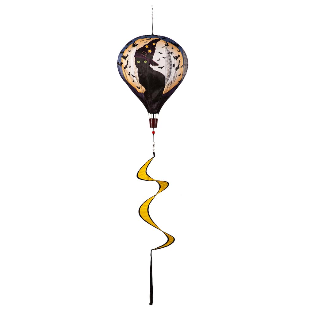 Happy Halloween Black Cat Burlap Balloon Spinner