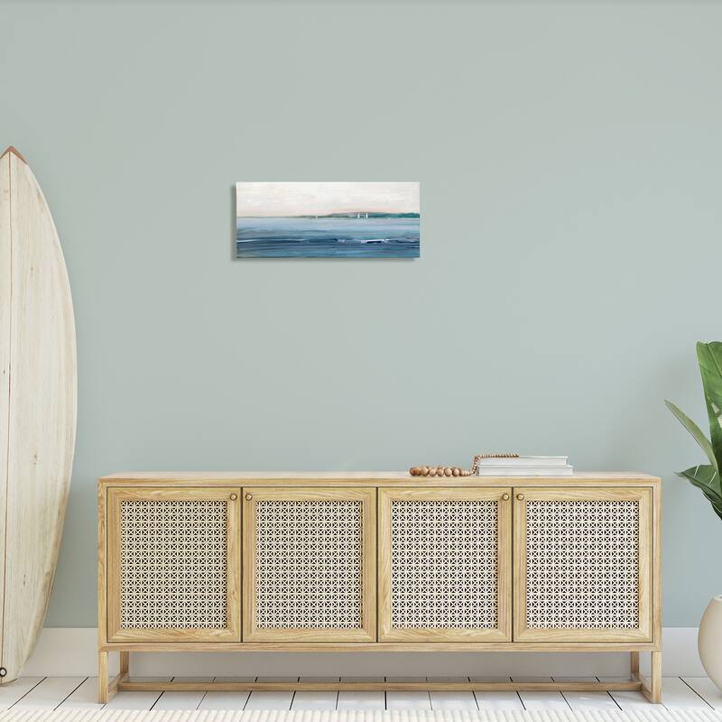 Stupell Morning Sky Abstract Nautical Ocean Landscape Distant Boats Canvas Wall Art - Blue