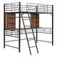 preview thumbnail 5 of 8, Twin Size Metal Loft Bed Frame w/Desk & Storage Shelves, Ladder, Black