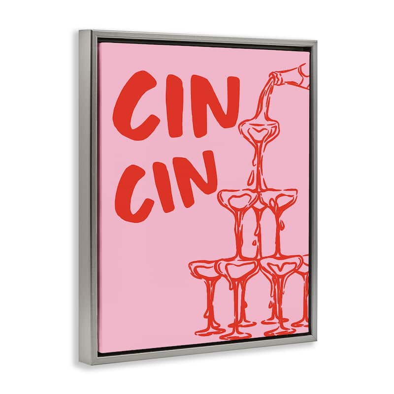 Stupell Cin Cin Champagne Tower Framed Floater Canvas Wall Art Design By House of Lulu