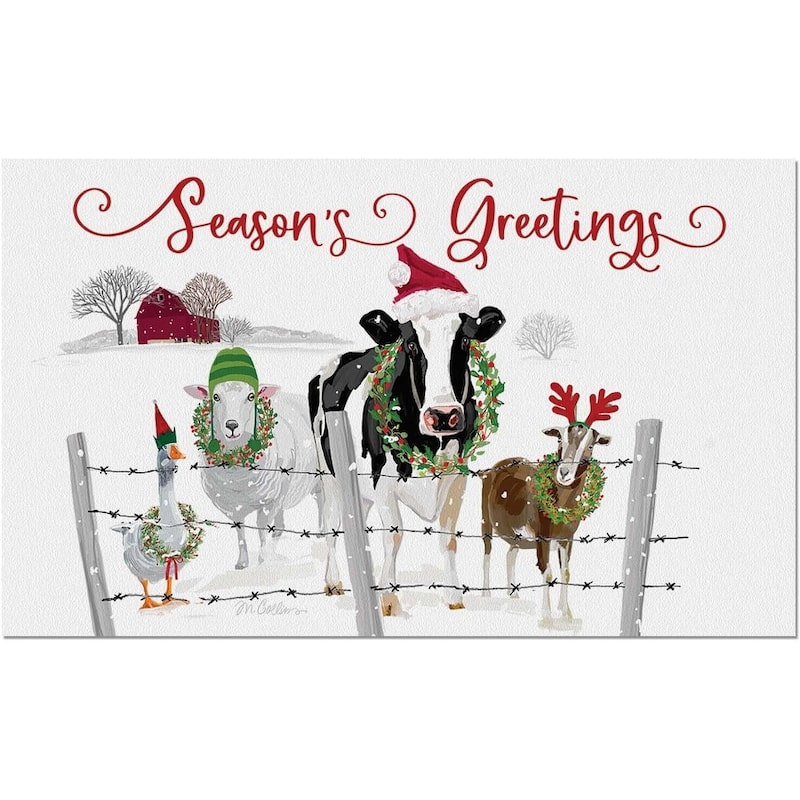Holiday Greeters Indoor/Outdoor Entryway Mat Made in The USA Low Profile Protective Non-Skid Rubber Backing, 29.5" by 17.75" - Multi