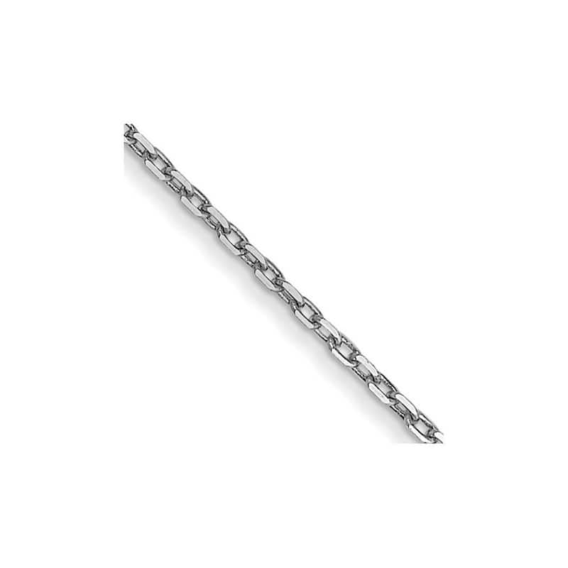 Curata 14k White Gold 9" or 10" 0.8mm Diamond-cut Cable Chain Anklet (Spring-ring)