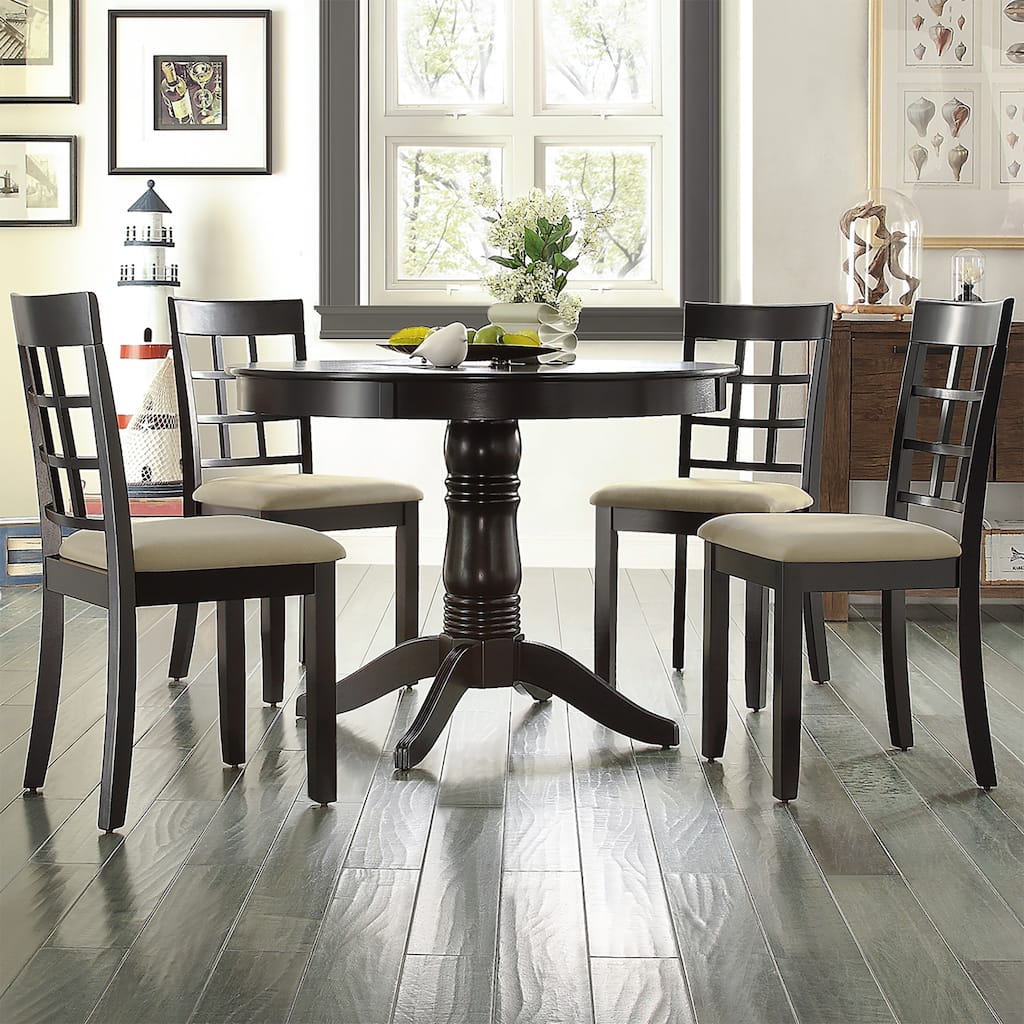 Wilmington Black Round Pedestal 5-piece Dining Set by iNSPIRE Q Classic