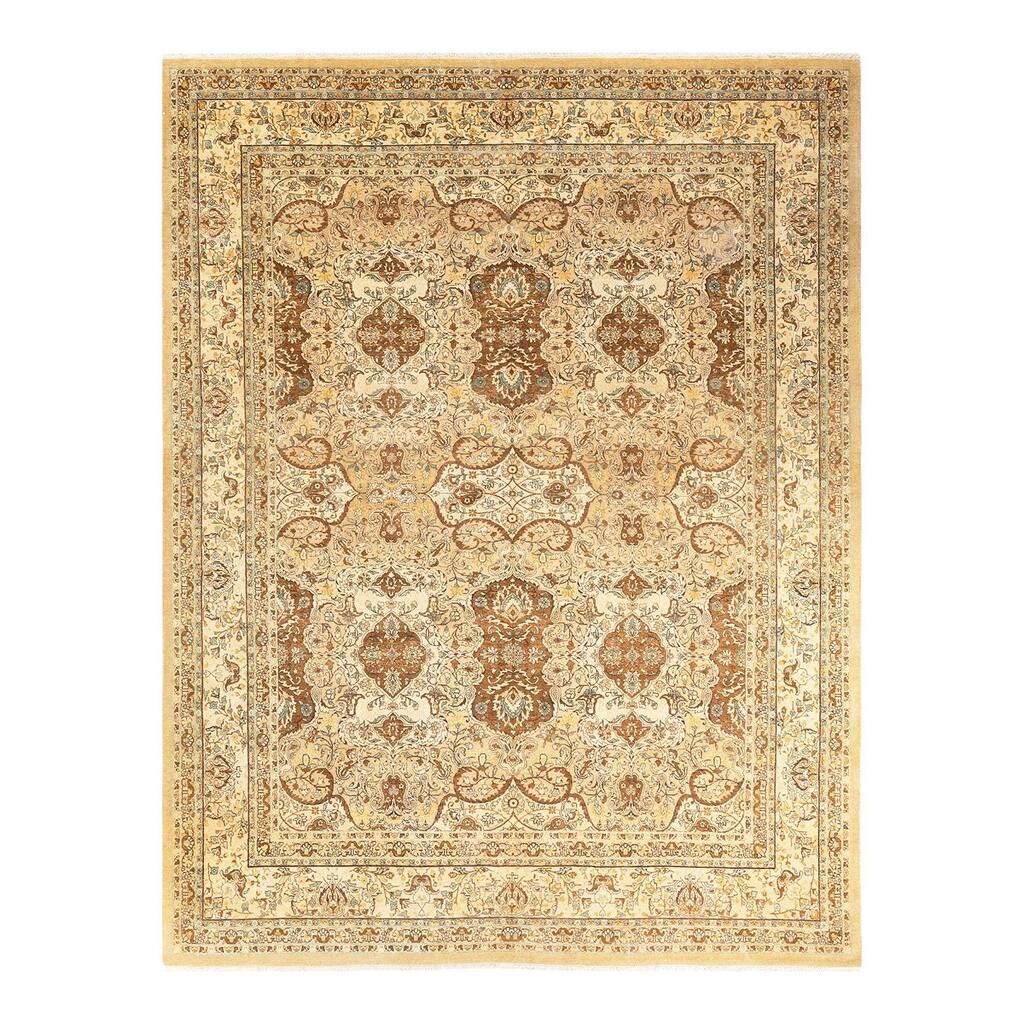 Overton Hand Knotted Wool Vintage Inspired Traditional Mogul Yellow Area Rug - 8' 3" x 10' 8"