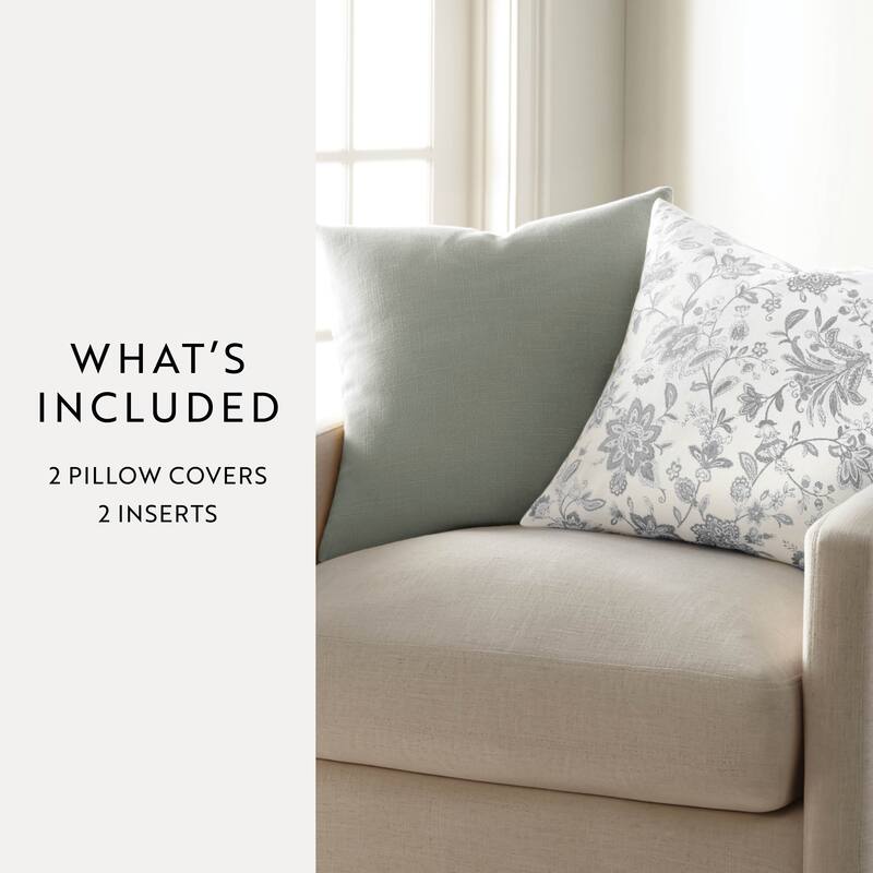 2-Pack Cotton Slub Decor Throw Pillows in Jacobean - Grey