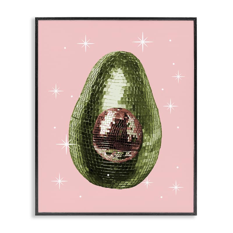 Stupell Luminous Disco Avocado Framed Giclee Art Design By Lil' Rue - 11 x 14 - Black