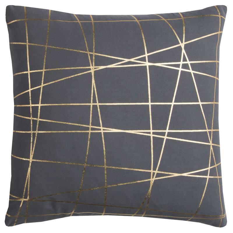 Rizzy Home Rachel Kate Dark Grey and Gold Abstract Throw Pillow