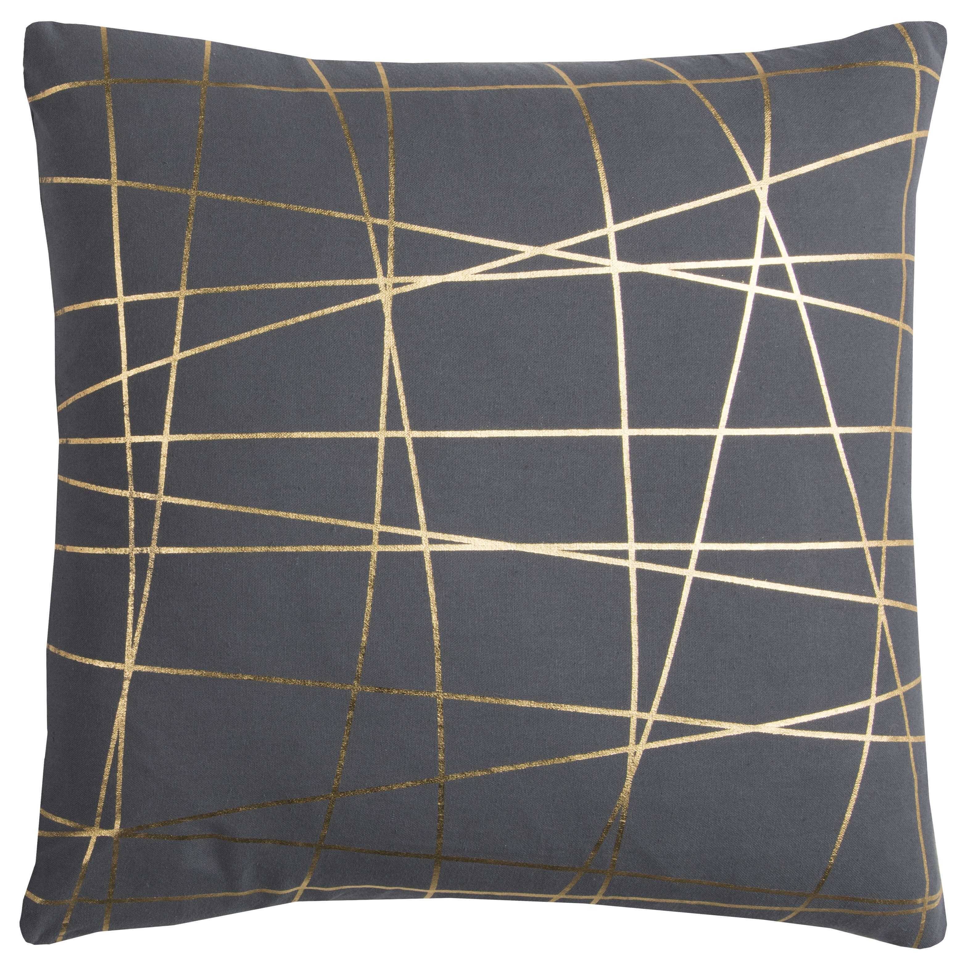 Rizzy Home Rachel Kate Dark Grey and Gold Abstract Throw Pillow Bed Bath & Beyond 14310066