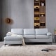preview thumbnail 34 of 51, Ovios Mid-Century Top-Grain SUEDE Leather Chaise Sofa With Cushions Metal Legs