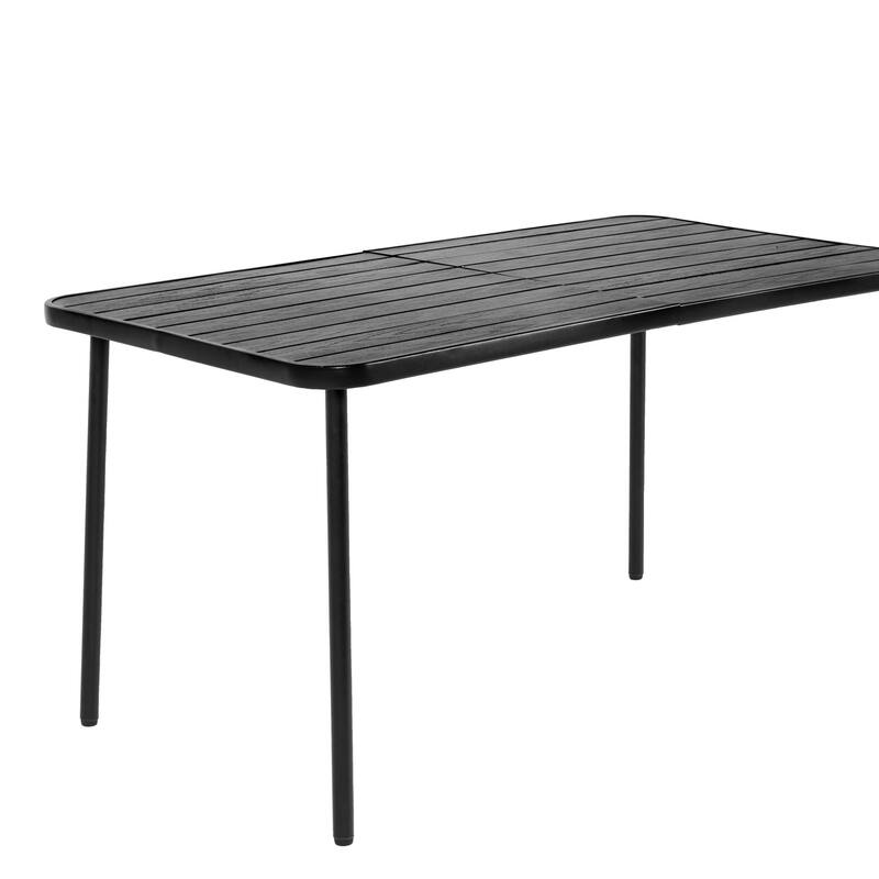 7 Pieces Patio Dining Set with Plastic Chairs and Steel Table
