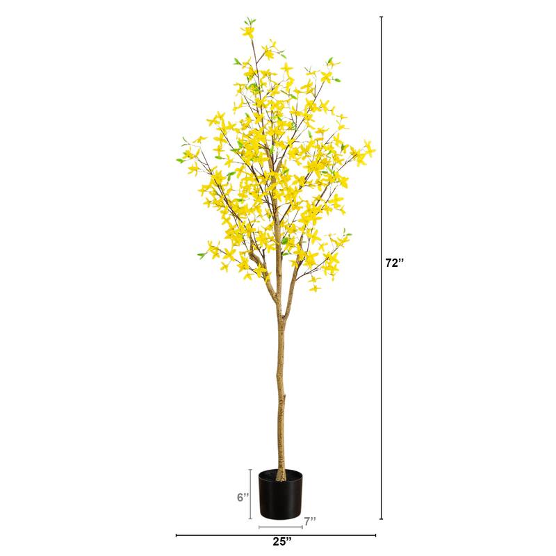 6-ft Artificial Forsythia Tree - Green