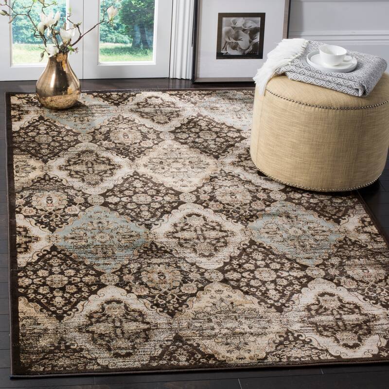 SAFAVIEH Vintage Distressed Boho Leota Oriental Rug - 6'7" x 9'2" - Black/Light Blue