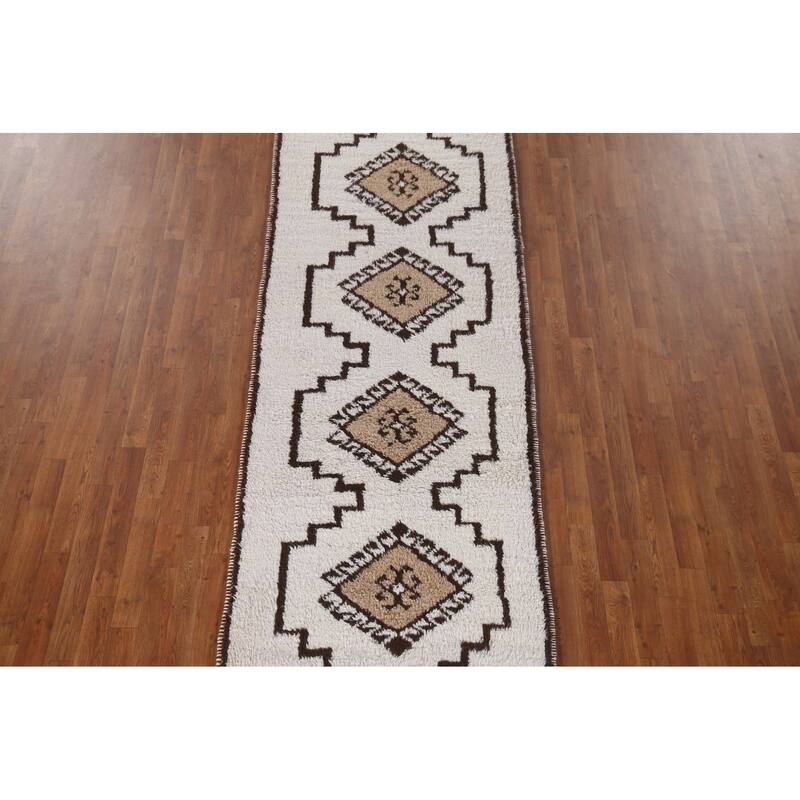 Natural Dye Tribal Anatolian Runner Rug Handmade Wool Carpet - 3'5"x 12'2"