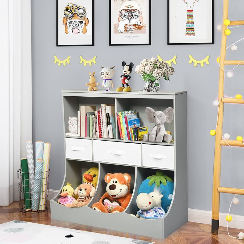 Costway Freestanding Multi-Bin Storage Cubby with 3 Baskets - See Description