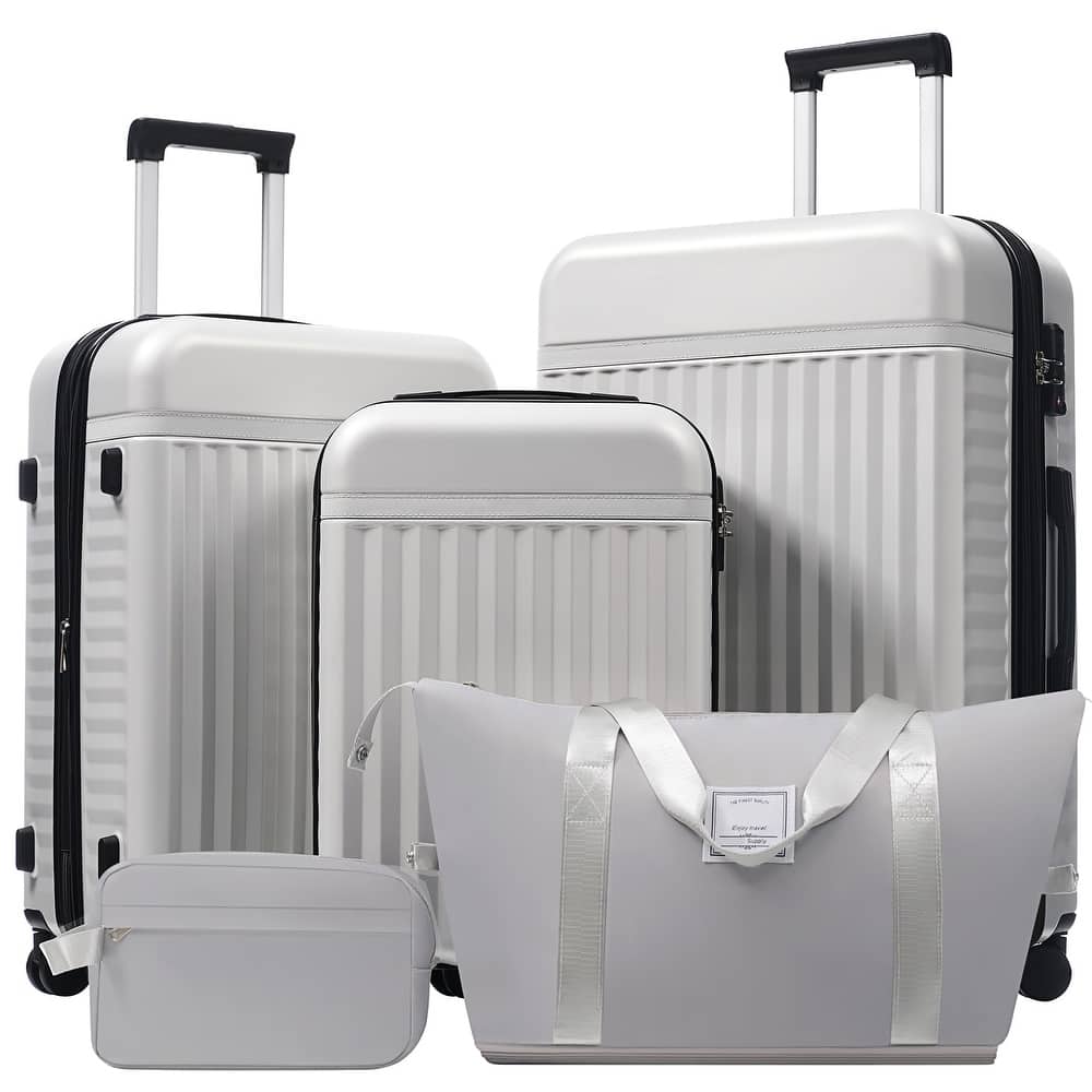 Luggage Set 5 Piece, Hardside Carry on Suitcase , Expandable Luggage with Travel Bags Spinner Wheels TSA Lock