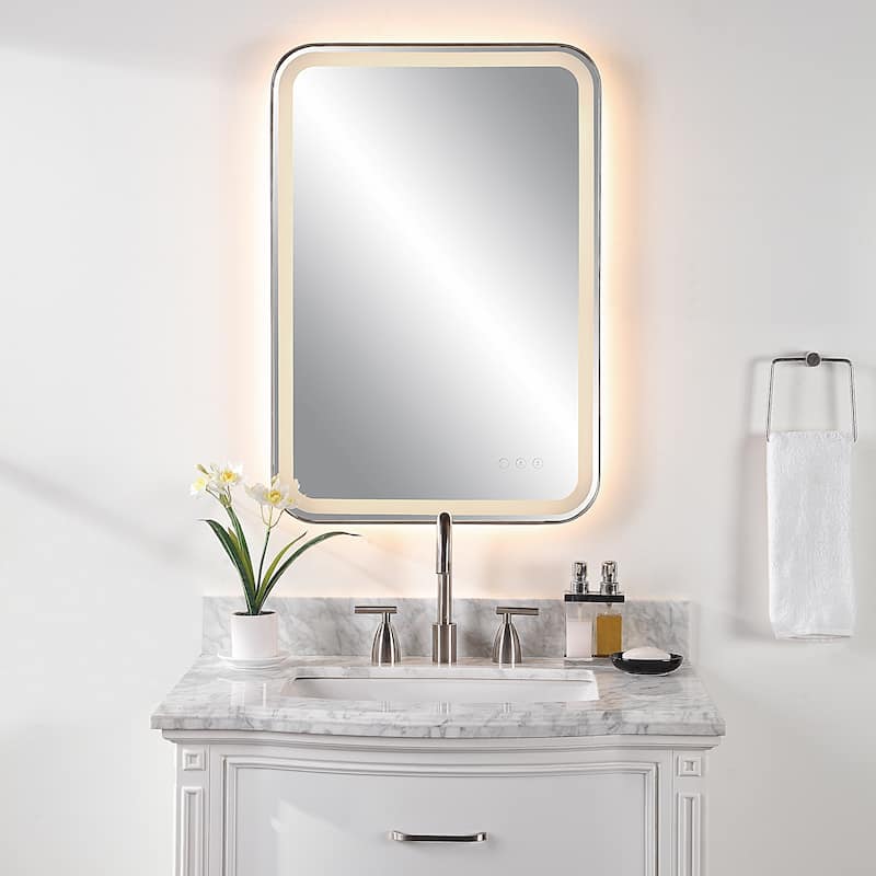 Uttermost Crofton Lighted Black Vanity Mirror - 22.25"x 32.25"