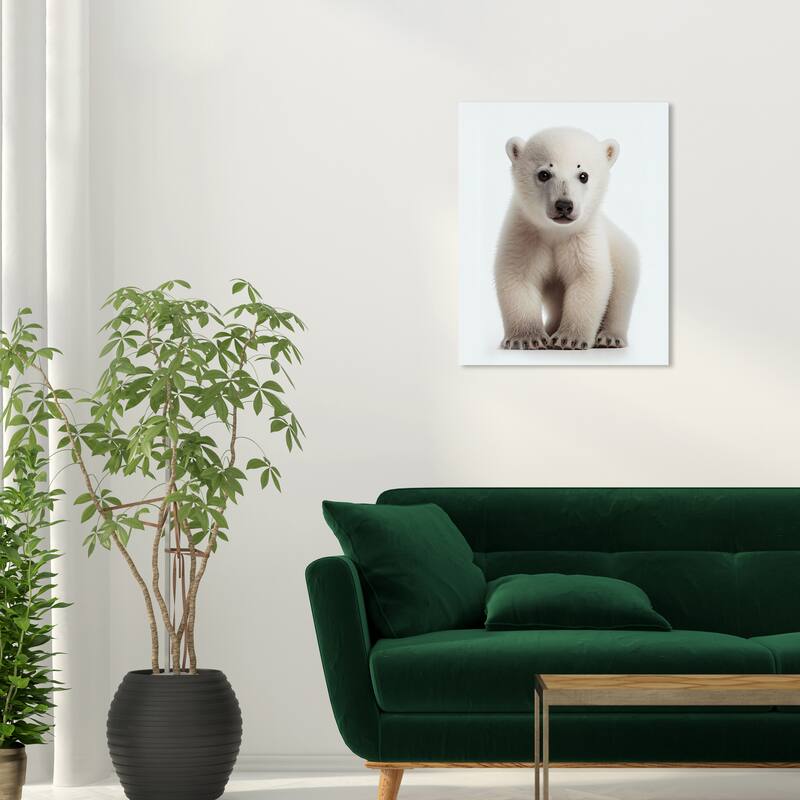 Wynwood Studio Canvas Animals Baby Animal Polar Bear White and Modern & Contemporary Wall Art Canvas Print - White, - 24 x 20