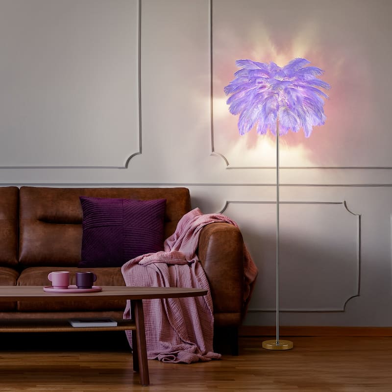 63 Inch Feather Tripod Floor Lamp With Bulbs