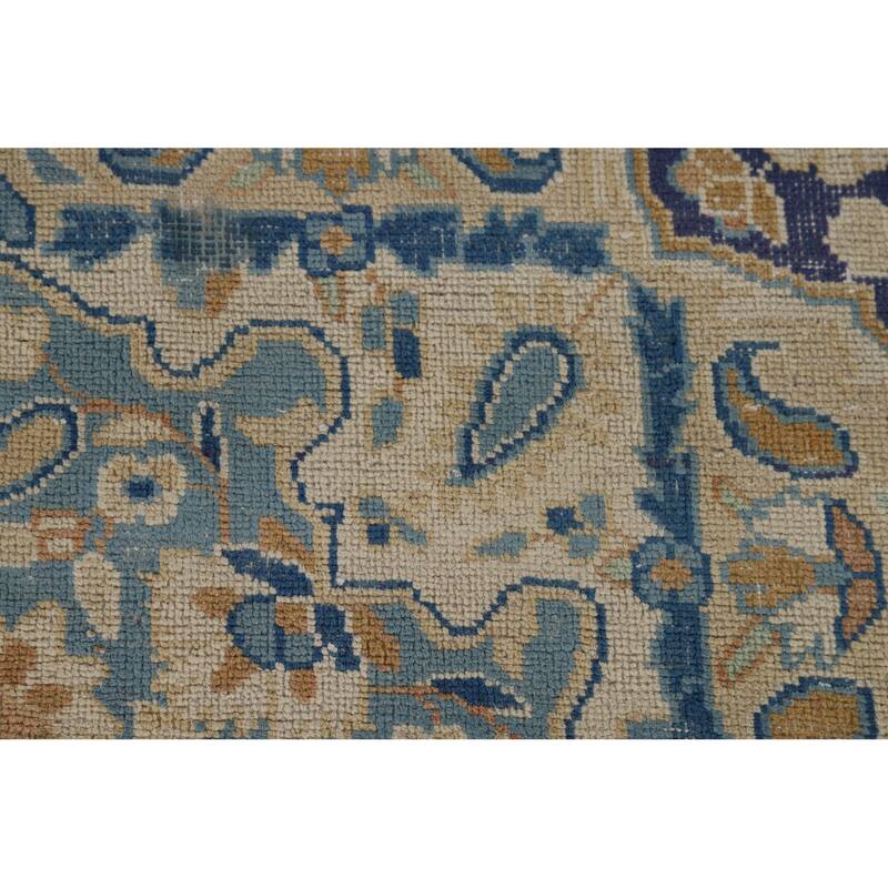 Orange Kerman Vintage Persian Area Rug Hand-Knotted Wool Carpet - 7'0" x 9'10"