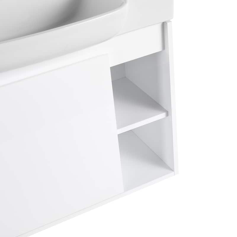 Beingnext 24"/28" Bathroom Vanity with Sink, Floating Bathroom Vanity with Soft Close Door and Shelf