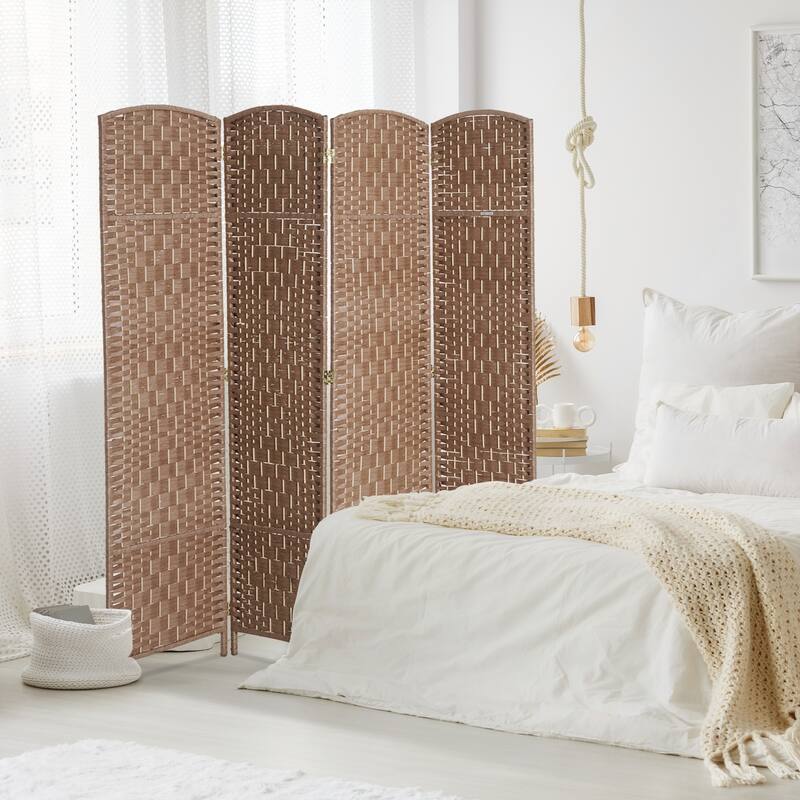 6' Tall Wicker Weave 6 Panel Room Divider Privacy Screen