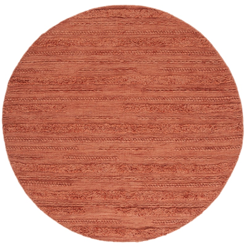 SAFAVIEH Handmade Vermont Kami Wool Rug - 6' Round - Rust/Orange