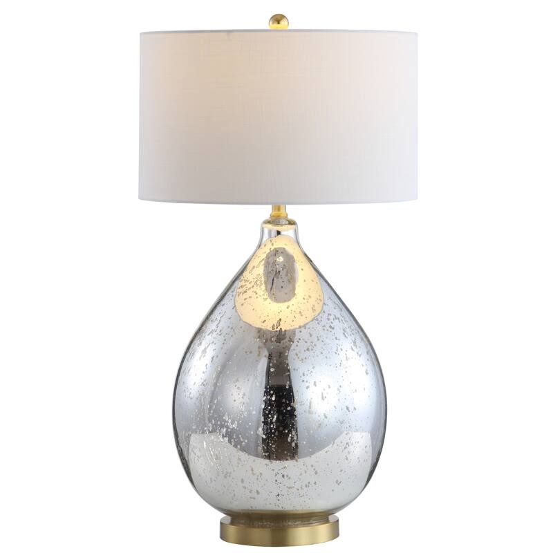 Rae 30.75" Glass/Metal LED Table Lamp, Mercury Silver by JONATHAN Y