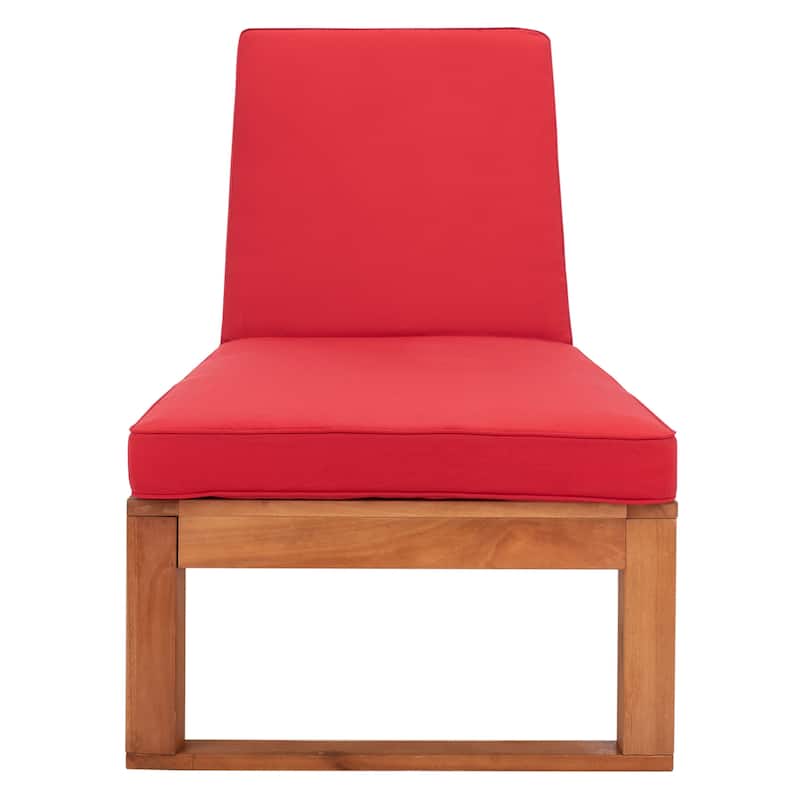 SAFAVIEH Outdoor Kaliyah Solid Wood Chaise Lounge Chair - 25Wx81Dx37H