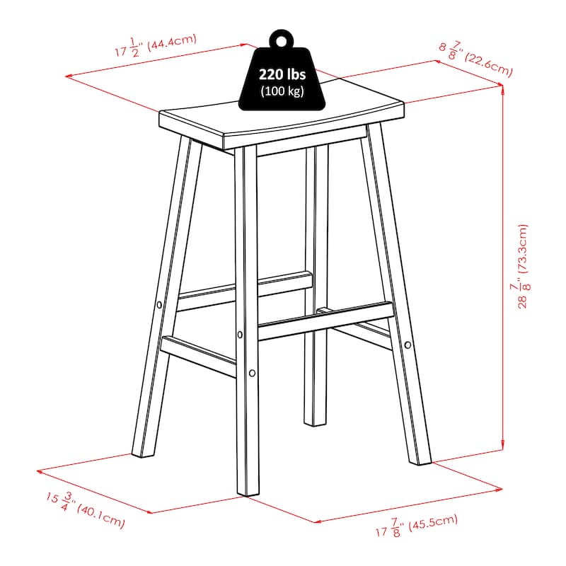 Saddle Seat Bar Stool - 17.91 x 15.79 x 28.86 inches