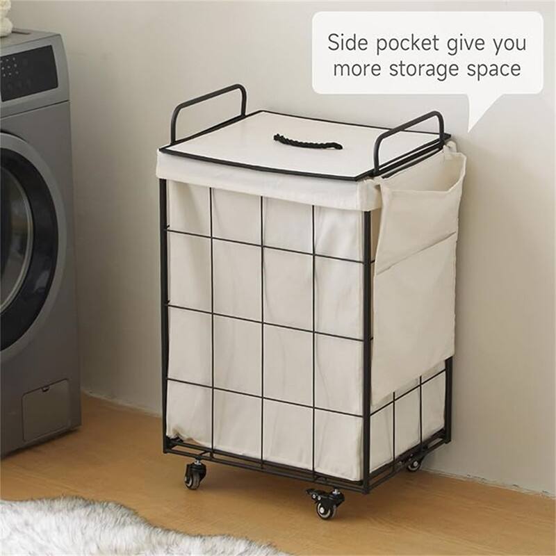 120L Laundry Basket with Heavy Duty Rolling Wheels - 18.9"L x 14.2"W x 29.1"H