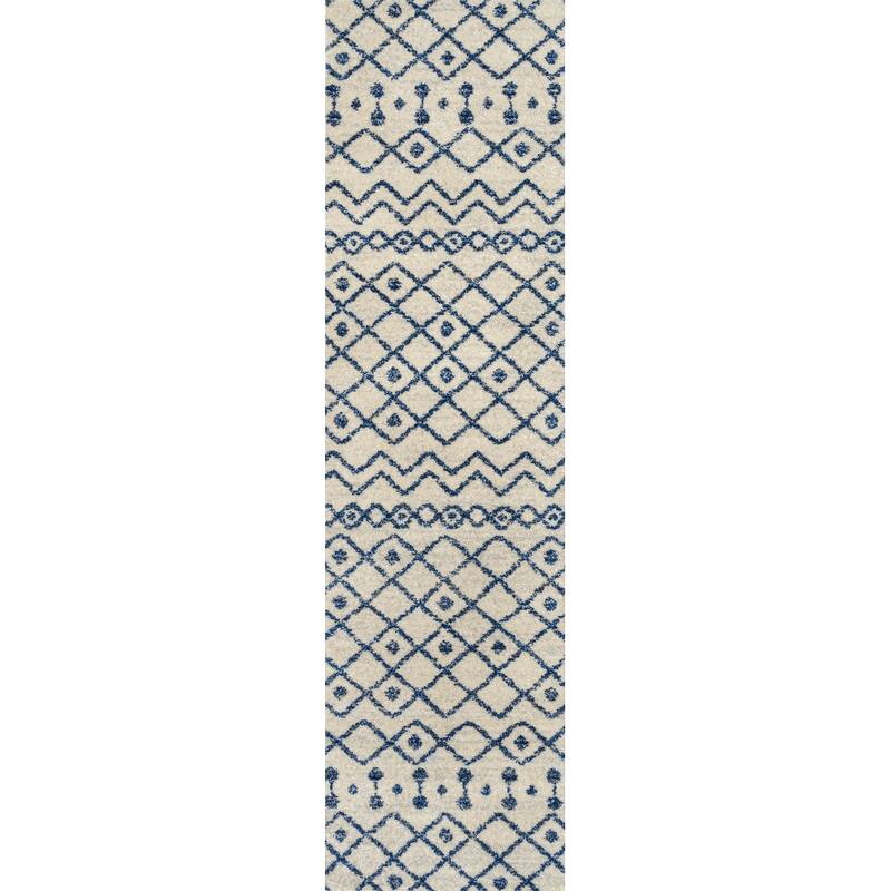 JONATHAN Y Izil Moroccan Beni Souk Area Rug - 2 X 8 - Cream/Navy