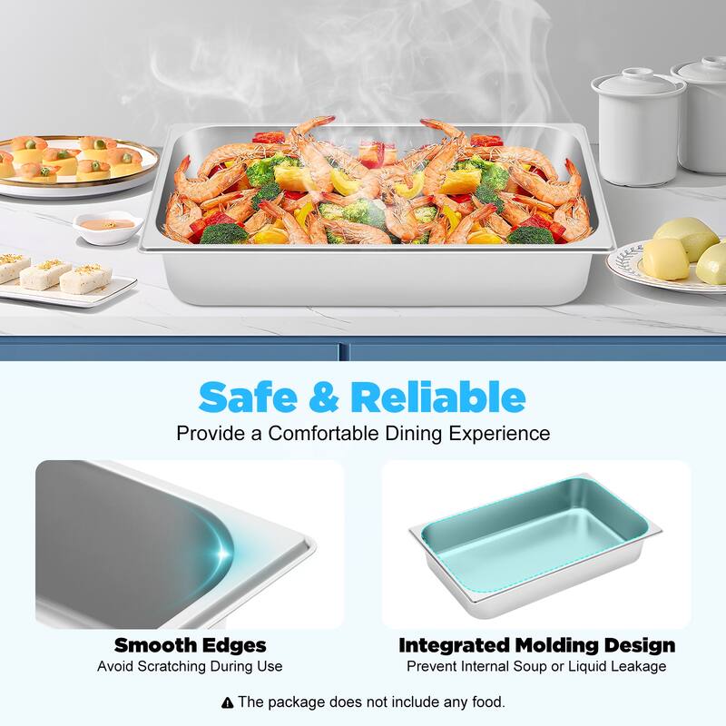 4 Pack Steam Table Pans Stainless Steel Catering Pan with Lids