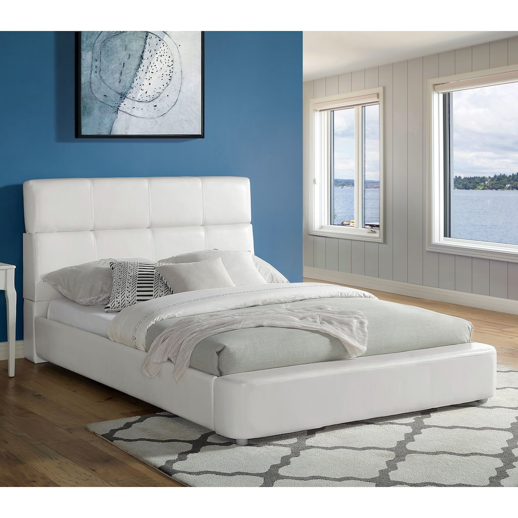 Furniture of America Delamer Modern White Low Profile Platform Bed