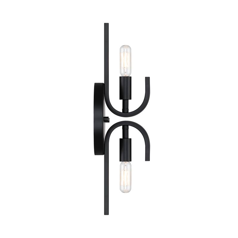 Skye 6.25 in. 2-Light Matte Black Wall Sconce Light for Bathrooms