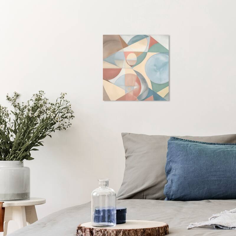 Wynwood Studio Canvas Abstract Pastel Geos II Blue and Modern & Contemporary Wall Art Canvas Print - 12 x 12