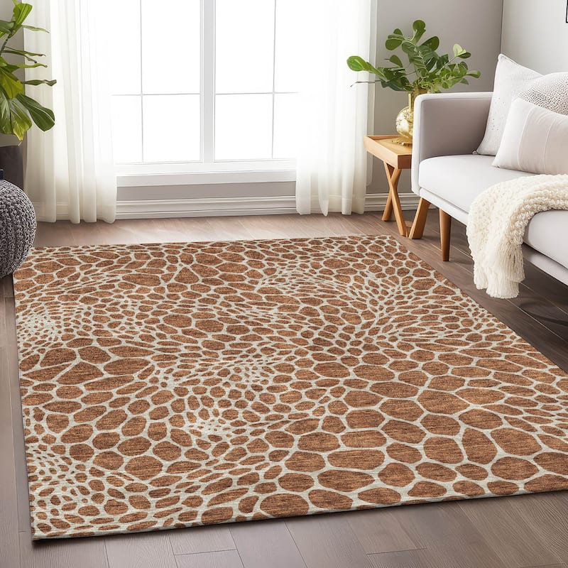 Machine Washable Indoor/ Outdoor Chantille Animal Print Rug