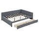 preview thumbnail 7 of 98, L-Shaped Backrest Daybed Upholstered Daybed Frame Classic Wood Slats Design with 2 Storage Drawers or Trundle, Full Size