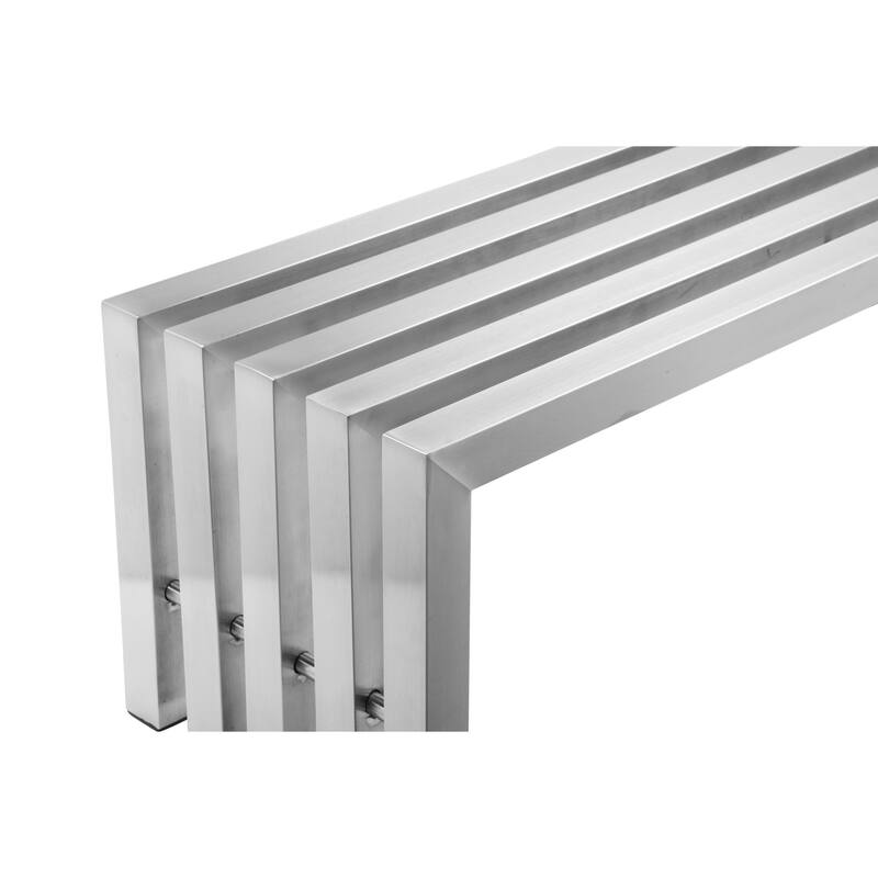 Namo 58 Inch Accent Bench, Sleek Modern Design, Rectangular, Chrome Metal