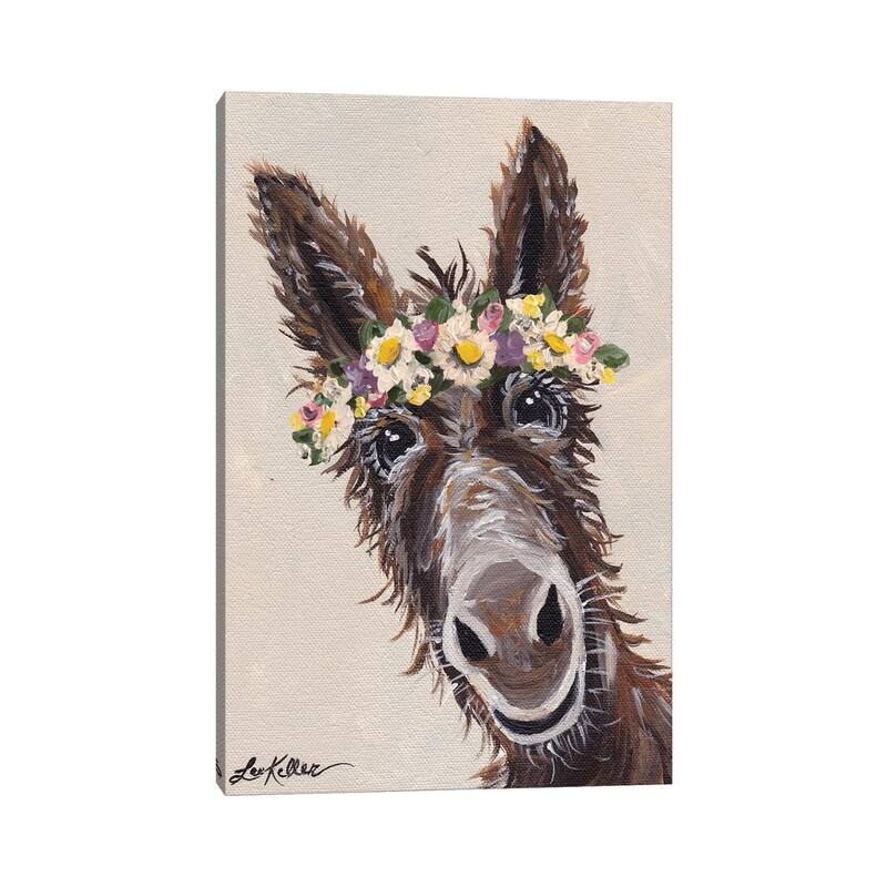 iCanvas "Donkey With Flower Crown" by Hippie Hound Studios Canvas Print
