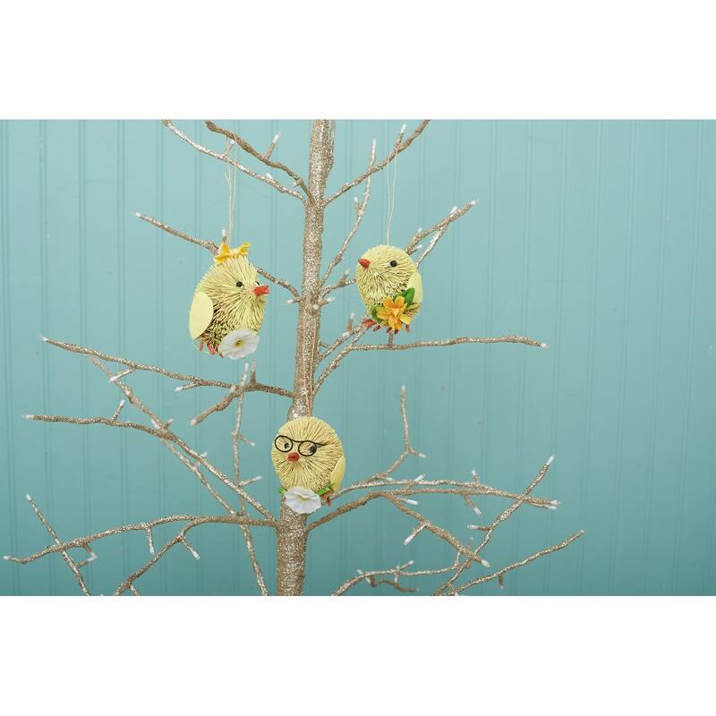Chick Bottle Brush Ornament Set of 3 - Set of 3