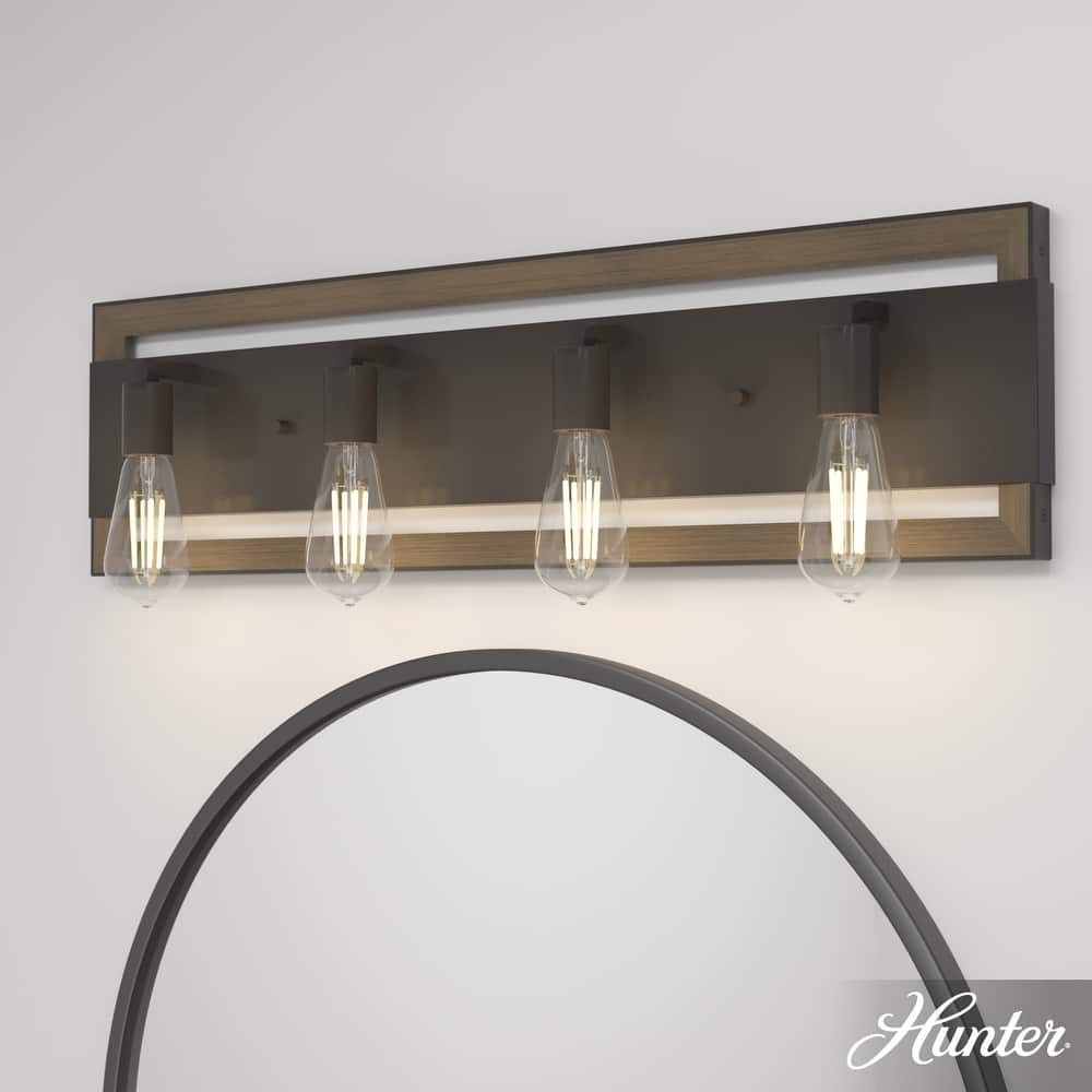 Hunter Woodburn Vanity Wall Light - Modern Farmhouse, Transitional, Rustic - Damp Rated!