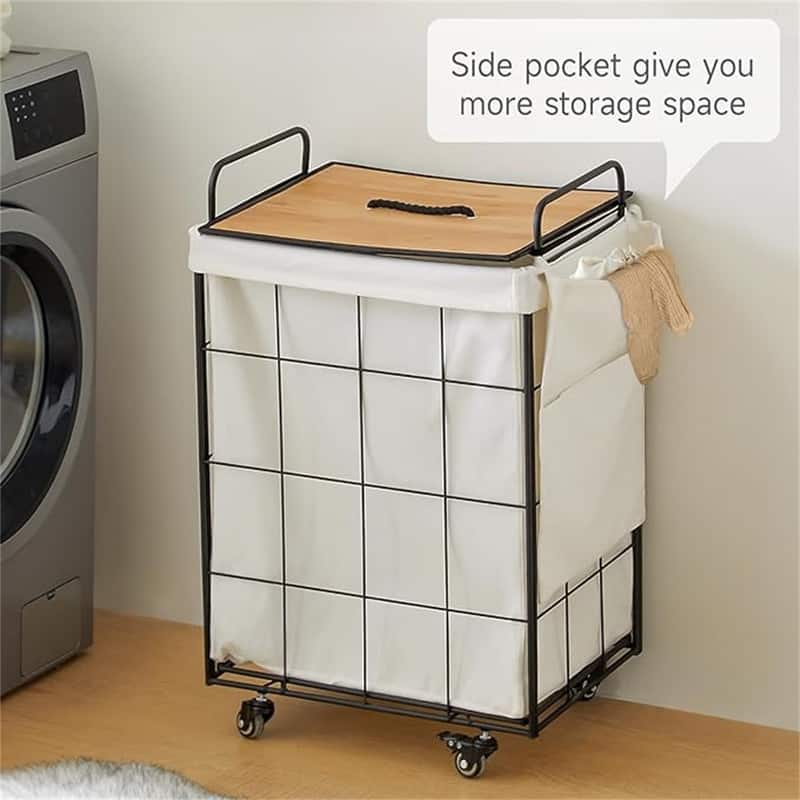 120L Laundry Basket with Heavy Duty Rolling Wheels - 18.9"L x 14.2"W x 29.1"H