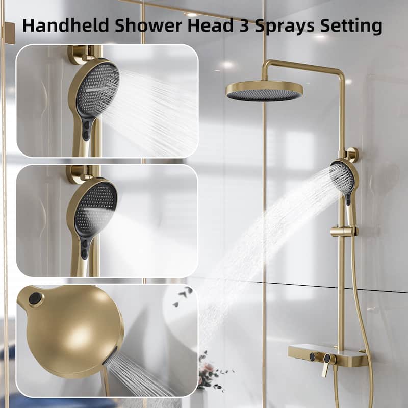 Modland 3-Function Wall Mount Shower System with Tub Spout 10.8" Rainfall Shower & Handheld Shower