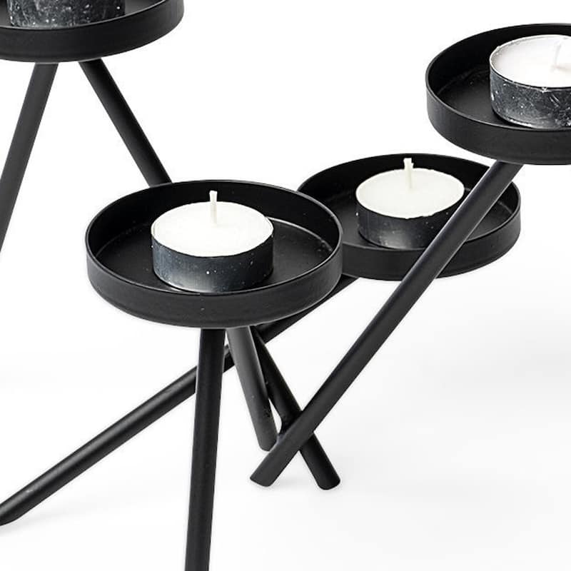 7" Black Geometric Metal Tabletop Votive Candle Holder