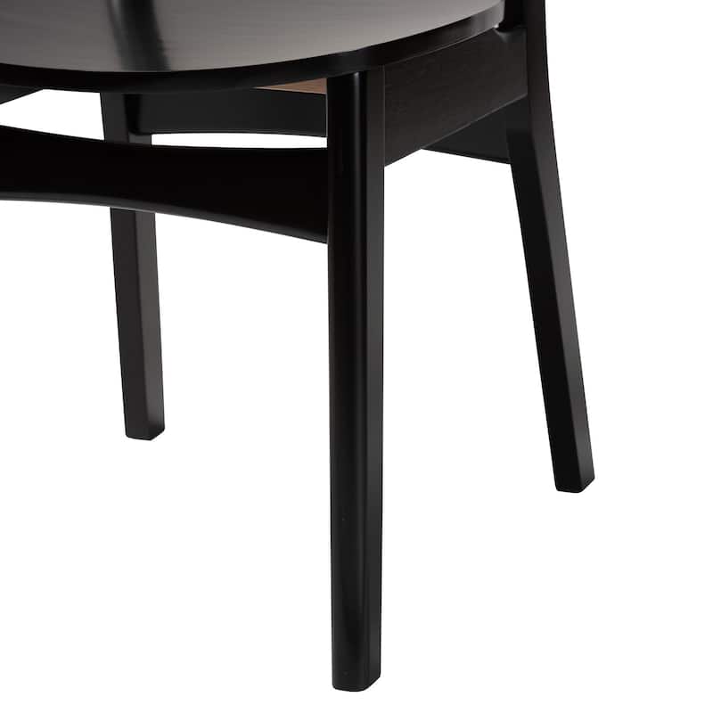 Jeriah Mid-Century Wood and Woven Rattan 5-Piece Dining Set
