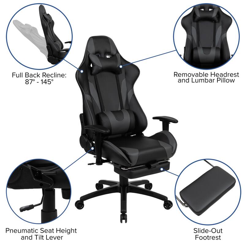 Gaming Desk & Chair Set with Cup Holder, Headphone Hook, and Monitor Stand