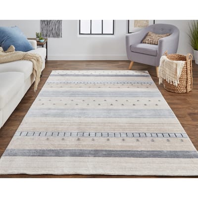 Yurie Contemporary Gebbah Rug, Beige/Light Gray, Area Rug