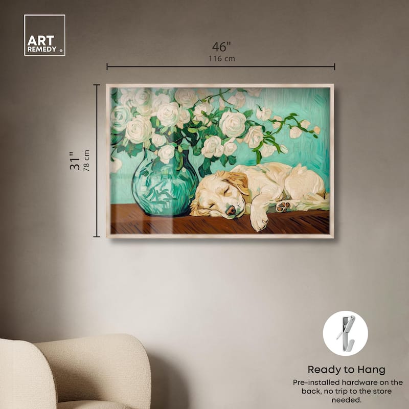 Rose Vase Puppy Shadowbox by Art Remedy