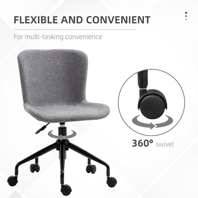 Vinsetto Home Office Chair, Swivel Task Chair with Adjustable Height, Armless